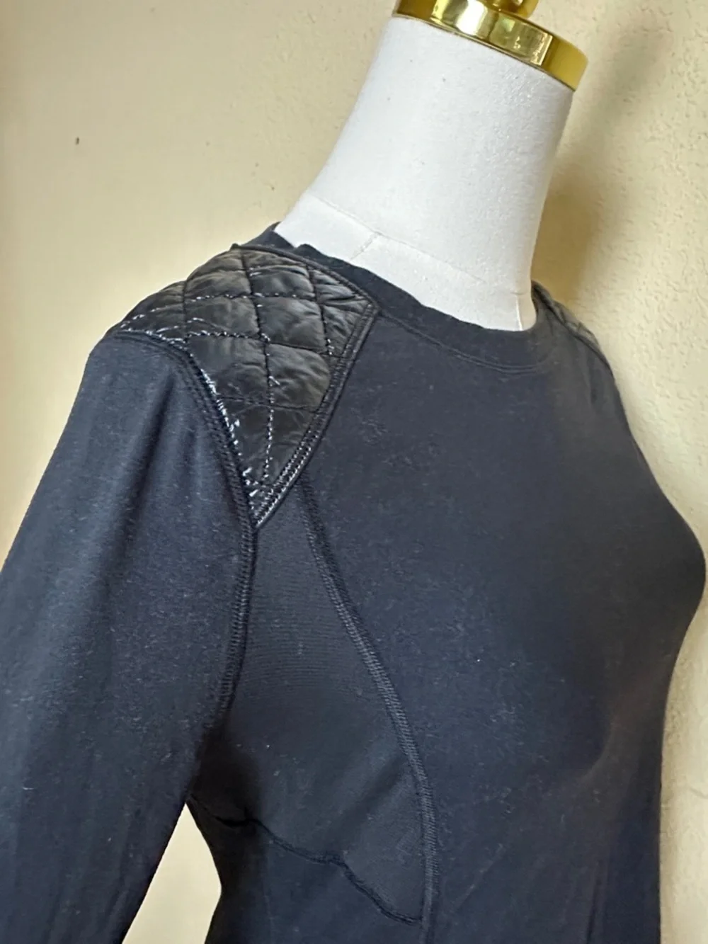 lululemon athletica Black Quilted-Elbow Long Sleeve Top with Shoulder Panels - Picture 5 of 9